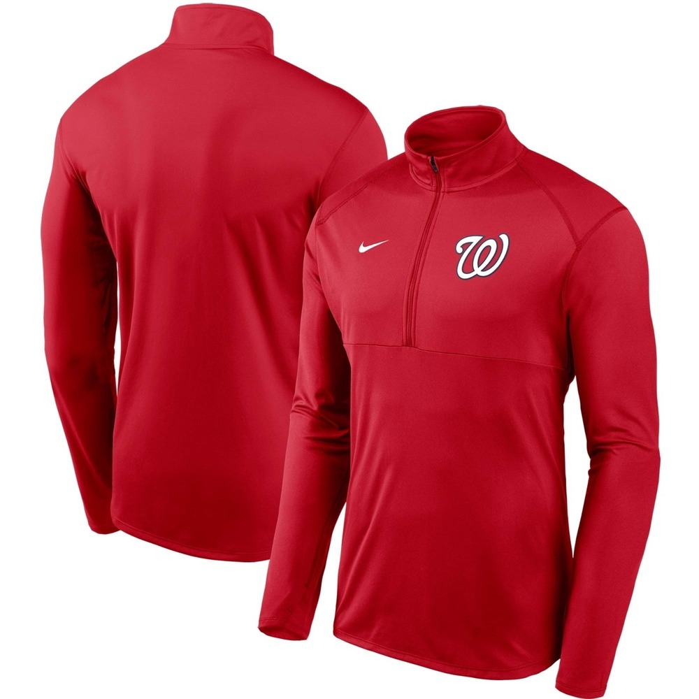 New Mens Nike Washington Nationals MLB 1/4 Zip Long‎ Sleeve Shirt Size Large